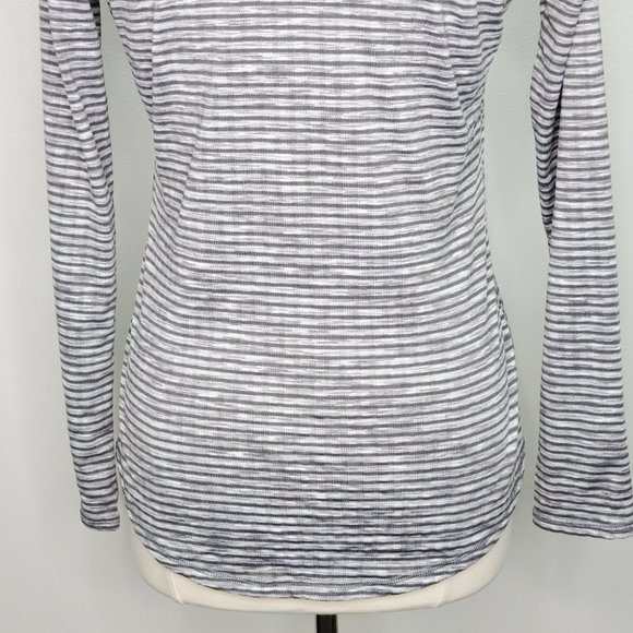 Avia Gray Heathered Striped Popover Activewear Soft Inside Micro Fleece Top M - Picture 9 of 13